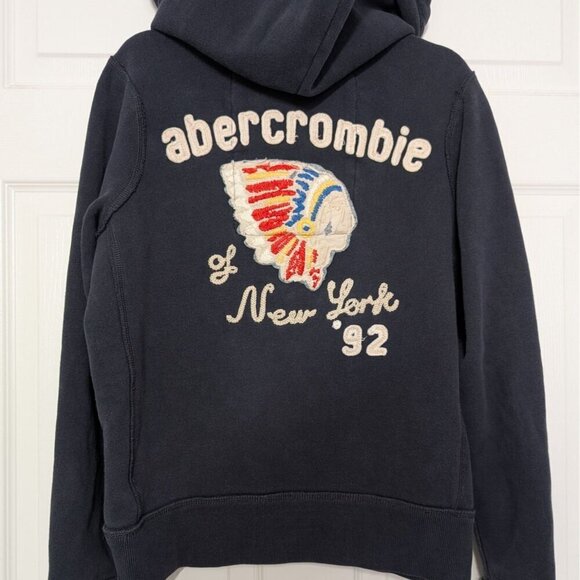 Abercrombie Fitch Indian Head Muscle Hoodie Kids Size XL Blue Hooded Sweatshirt - Picture 1 of 13